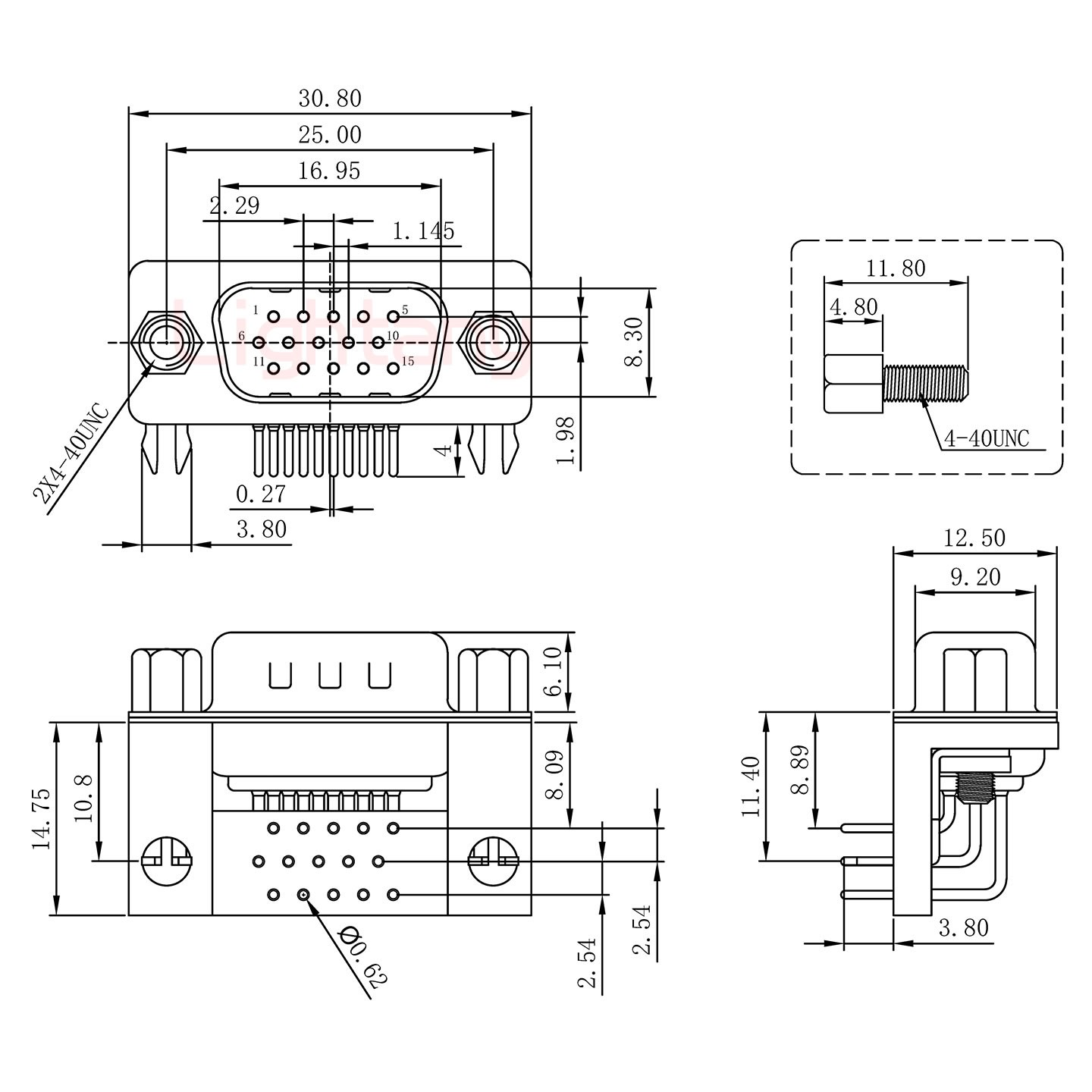 HDR15 公 彎插板8.89 塑料支架10.8鎖螺絲 車針